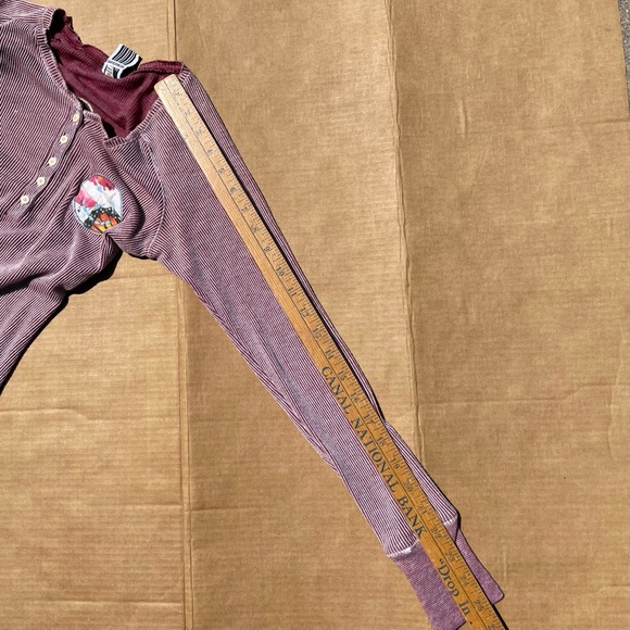 Scanty Brand Burgundy Red Striped Shirt Top Small Embroidered Bohemian Make Love - Picture 13 of 13